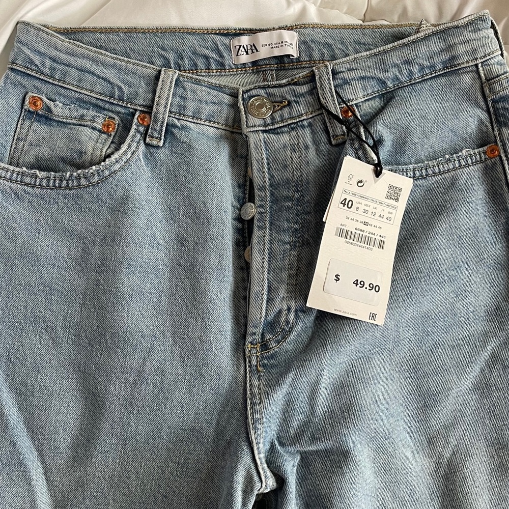 Zara Cropped Straight Leg Jeans